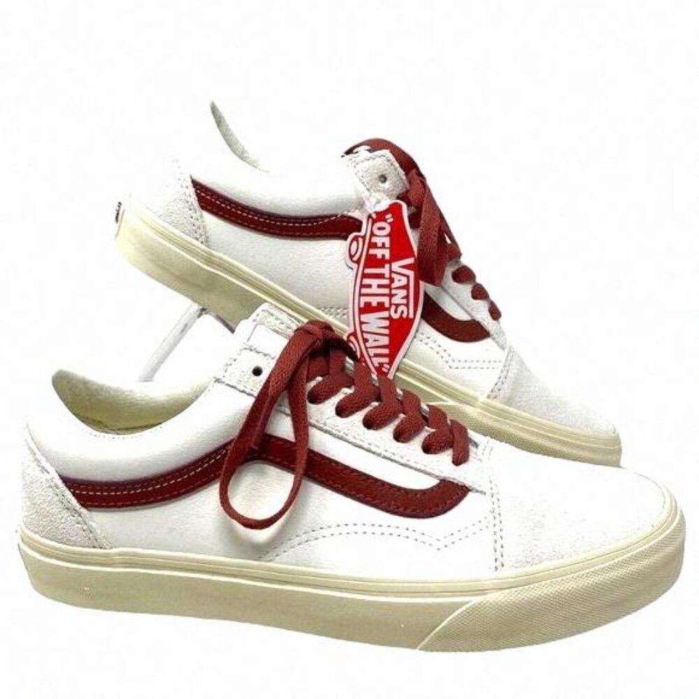 VANS Old Skool Shoes Low Suede Leather Red White VN0A4BW2R2S Skate Size Women's